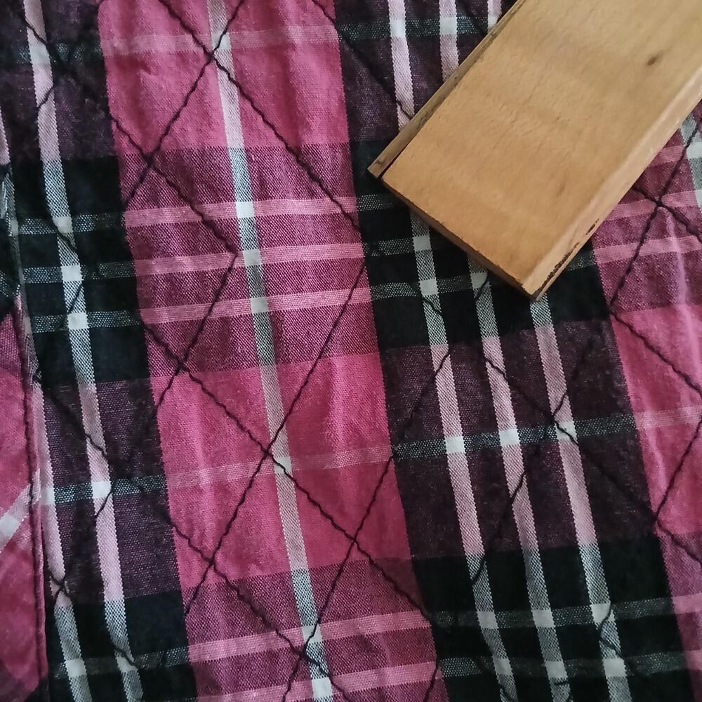 Baxter & Wells 100% Cotton Women's Quilted Plaid Pink Vest Comfy Cute Fun Sz Med - Picture 4 of 8